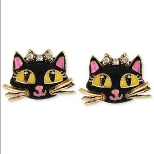 Betsey Johnson Cat Stud Earrings